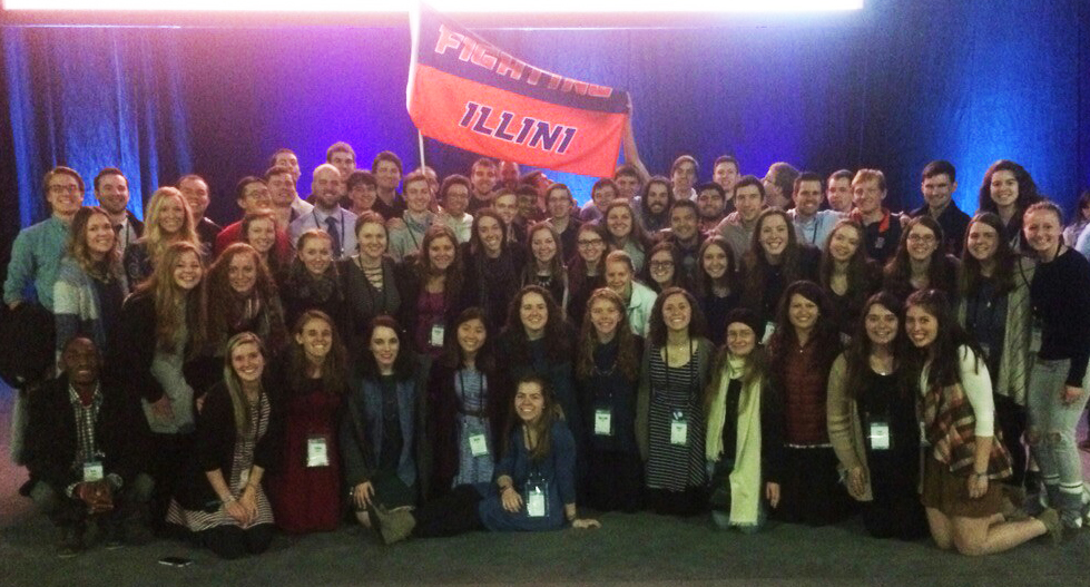 St. John's Catholic Newman Center at the University of Illinois sent a contingent of 70, including four FOCUS missionaries, to SEEK 2017. (Provided photo)