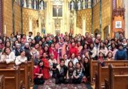 Participants gather with Bishop Louis Tylka for a photo following the initial 2024 Simbang Gabi Novena Mass at St. Mary’s Cathedral on Saturday, Dec. 14. The other eight Masses to complete the novena were scheduled at various Peoria-area parishes Dec. 15-22. (Nohmie Cuizon)