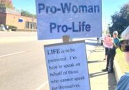 Jeanne Whalen, former family life director for the Diocese of Peoria, is seen witnessing at Life Chain outside the Planned Parenthood facility in Peoria. Earlier, she had contacted the facility posing as a 16-year old girl, and had been supplied with information. The Catholic Post Online/Paul Thomas Moore